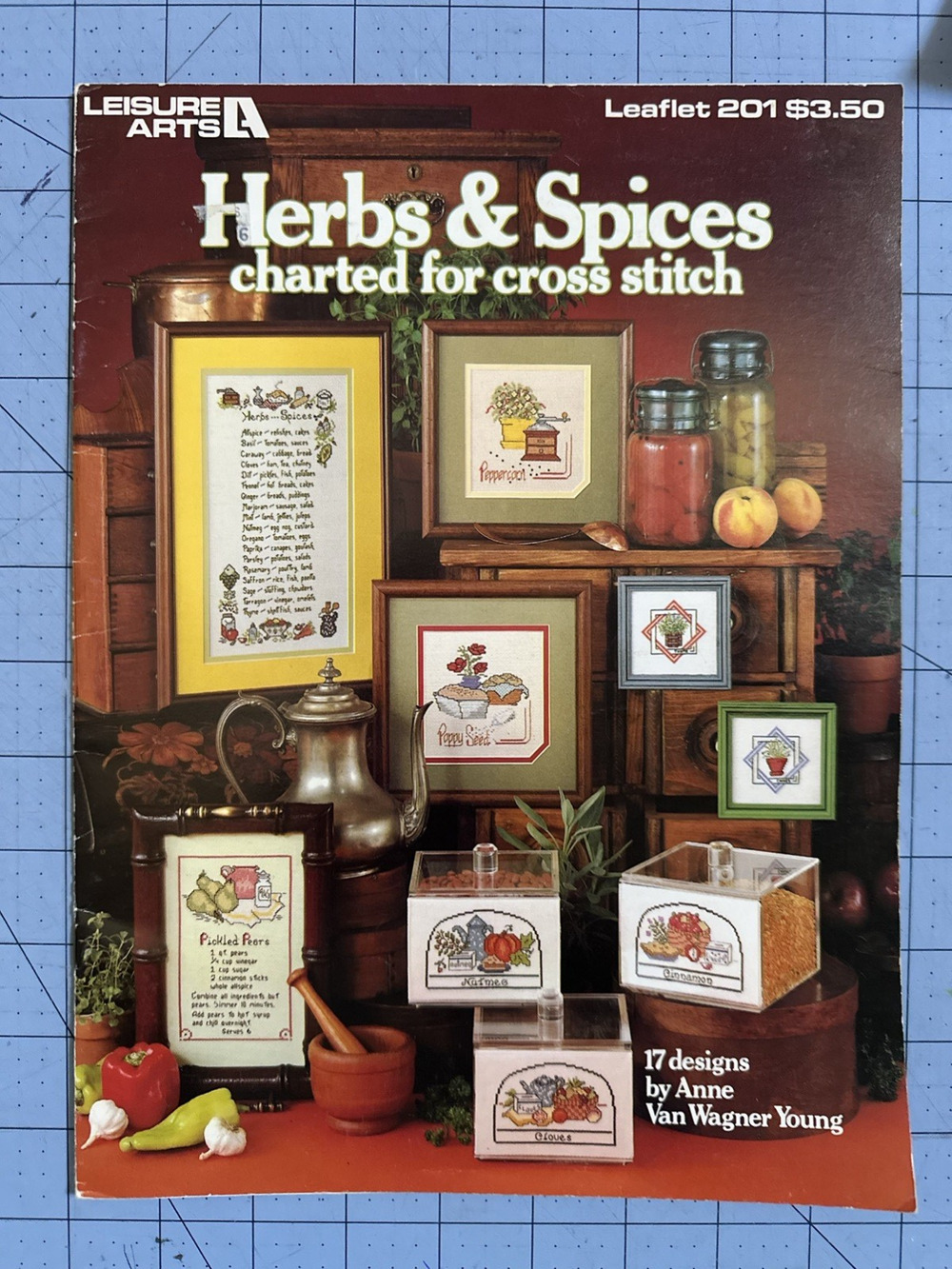Leisure Arts Leaflet 201 Herbs & Spices Cross Stitch Patterns Anne Wagner Young